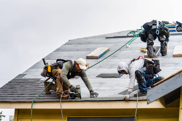 Professional Gutter Installation technician working in Amherst, OH